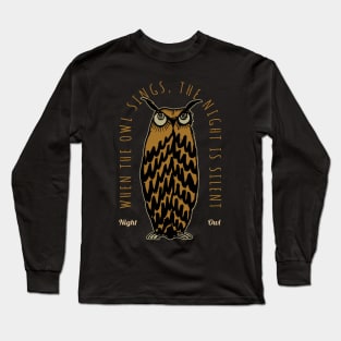 Vintage Owl in the Silent Night Long Sleeve T-Shirt